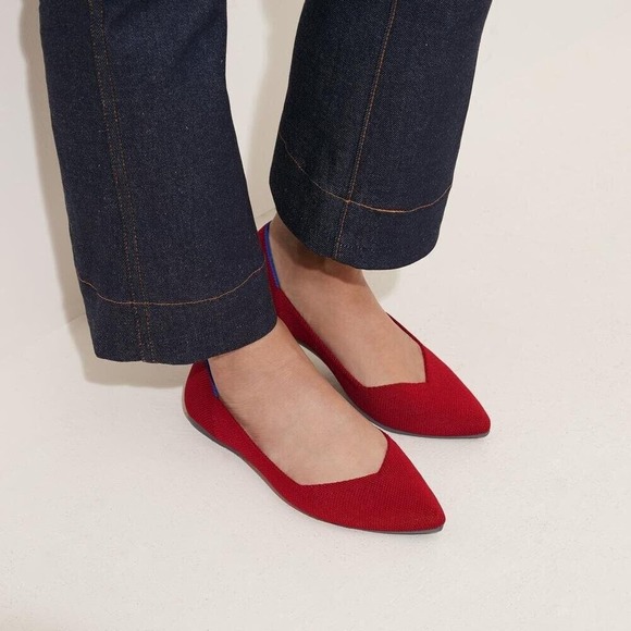 ROTHY'S Ballet Flat Loafer Pointed Toe Red Slip On Textile Size 8 - Picture 1 of 11